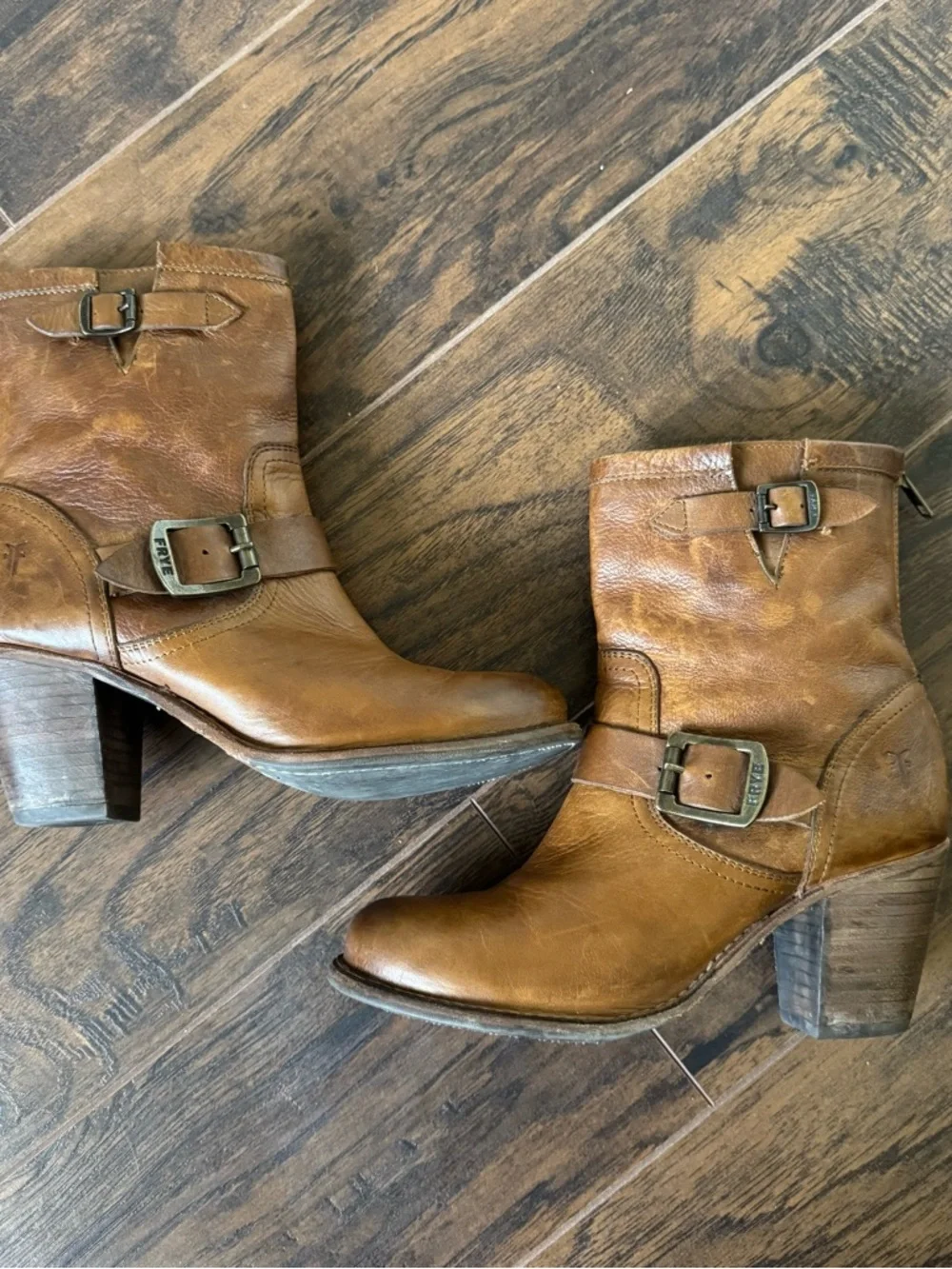 Frye Karla Engineer Short Brown Boot size 6.5 B